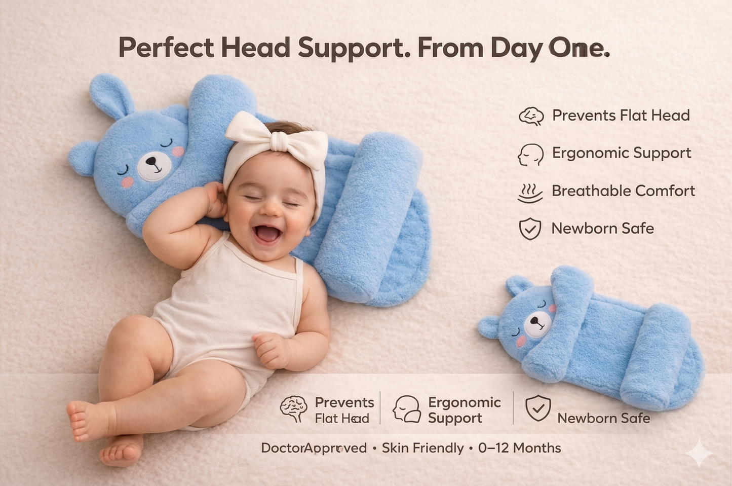 Baby Shaping Head Support Pillow - Assorted Colour